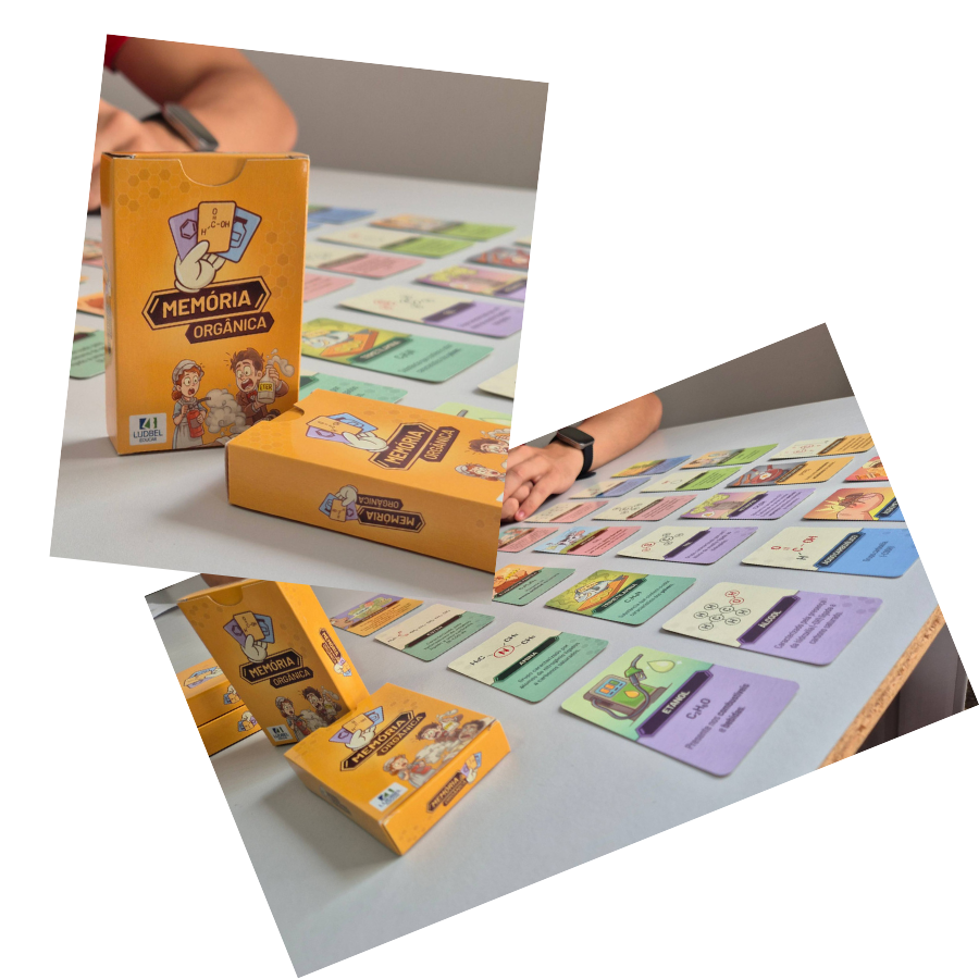 Jogo Memória Orgânica sendo usado em mesa