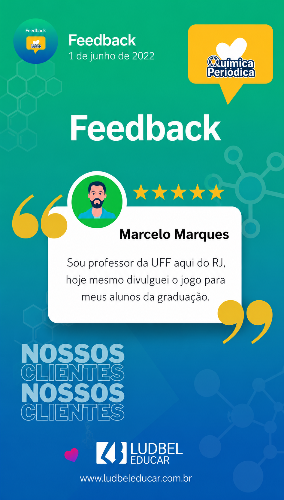 Depoimento de professor sobre o jogo Química Periódica