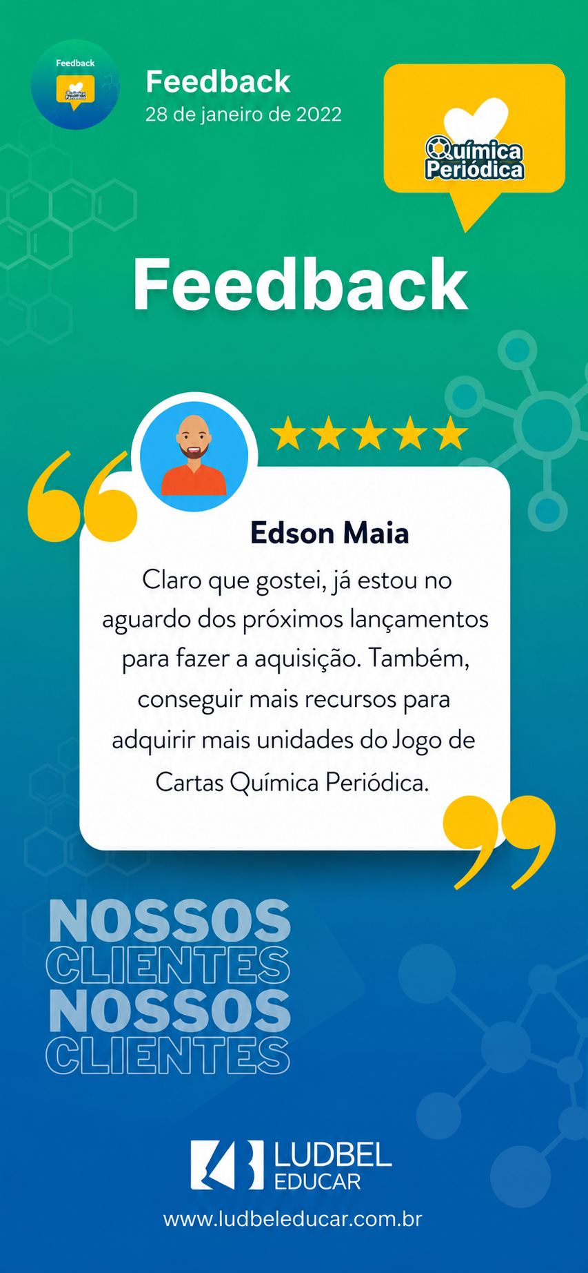 Feedback positivo sobre o jogo Química Periódica